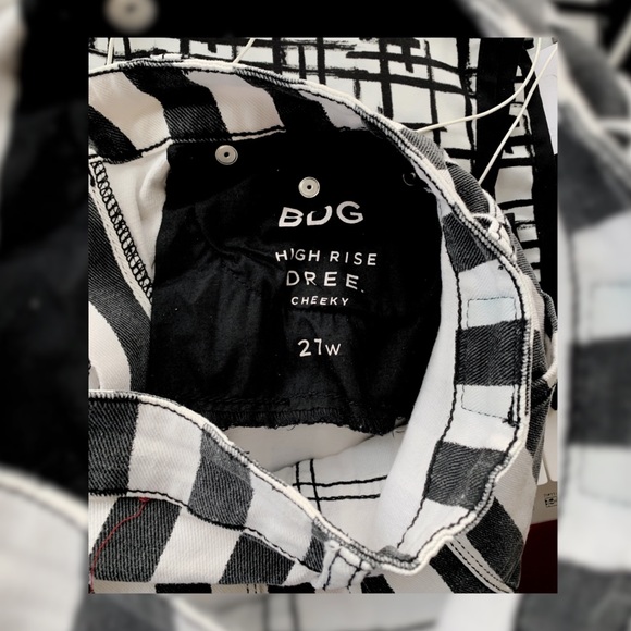 BDG Black & White High Rise Cheeky Shorts UO - Picture 5 of 5